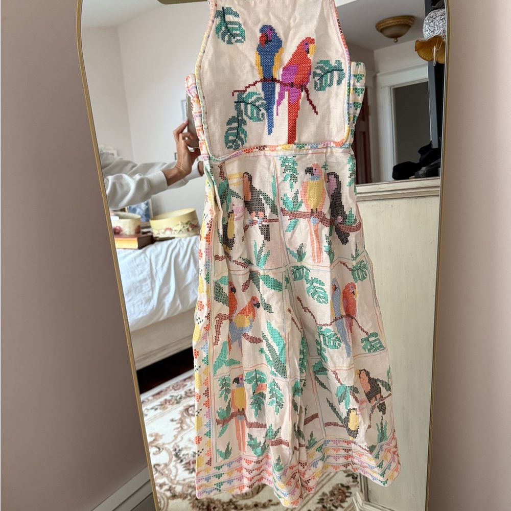 FARM Rio Kids Dress with Parrot Embroidery - Multicolor